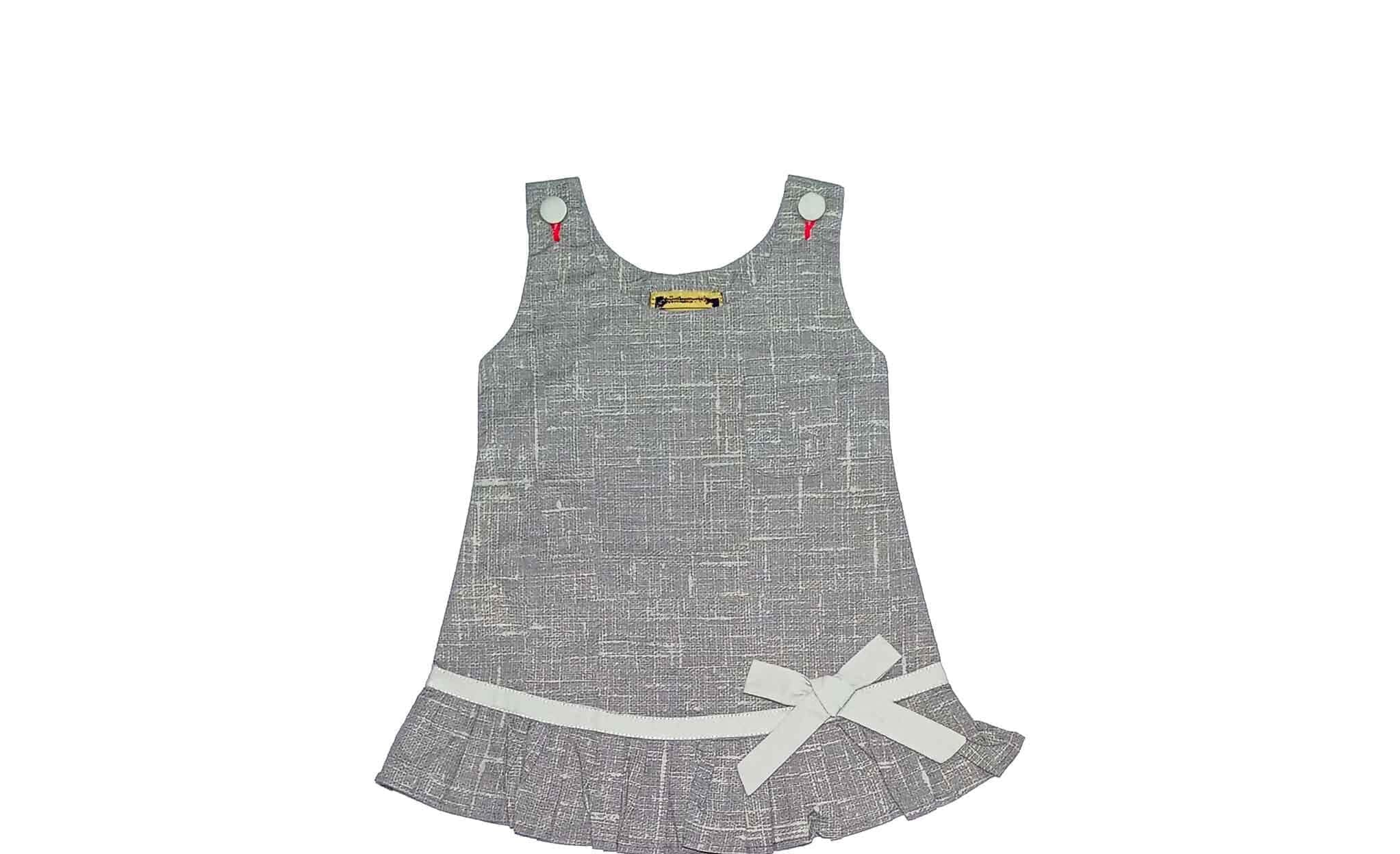 Designer Doll Cotton Frock - Smoke Grey