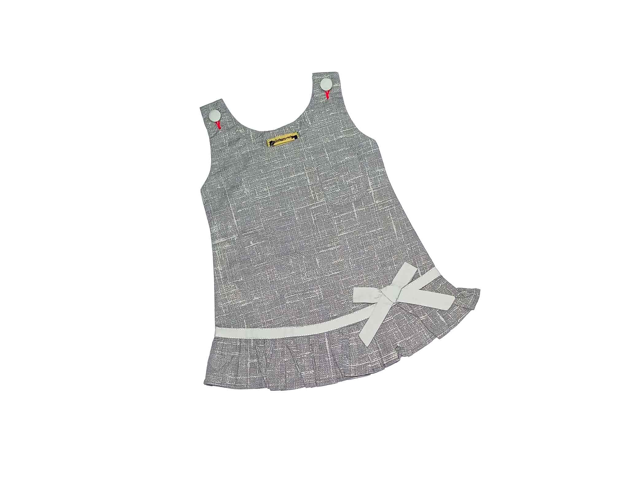 Designer Doll Cotton Frock - Smoke Grey 1