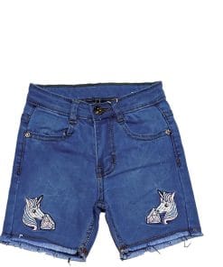 Diamond Unicorn Denim Shorts – Mid Blue