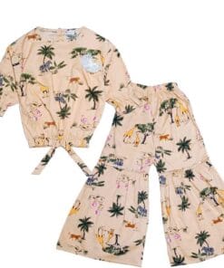 Forest Life Cotton Short Top with Gharrara - Camel