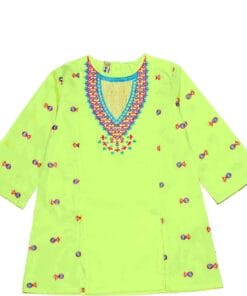Front Cut Embroiderd Stylish Kurti - Light Green