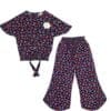 Ganger Monster Cotton Short Top with Bell Bottom Trouser - Black