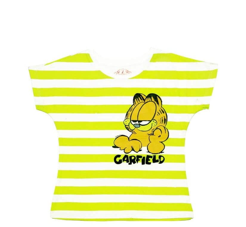 Garfield Charactor Yellow Stripe Tee Shirt