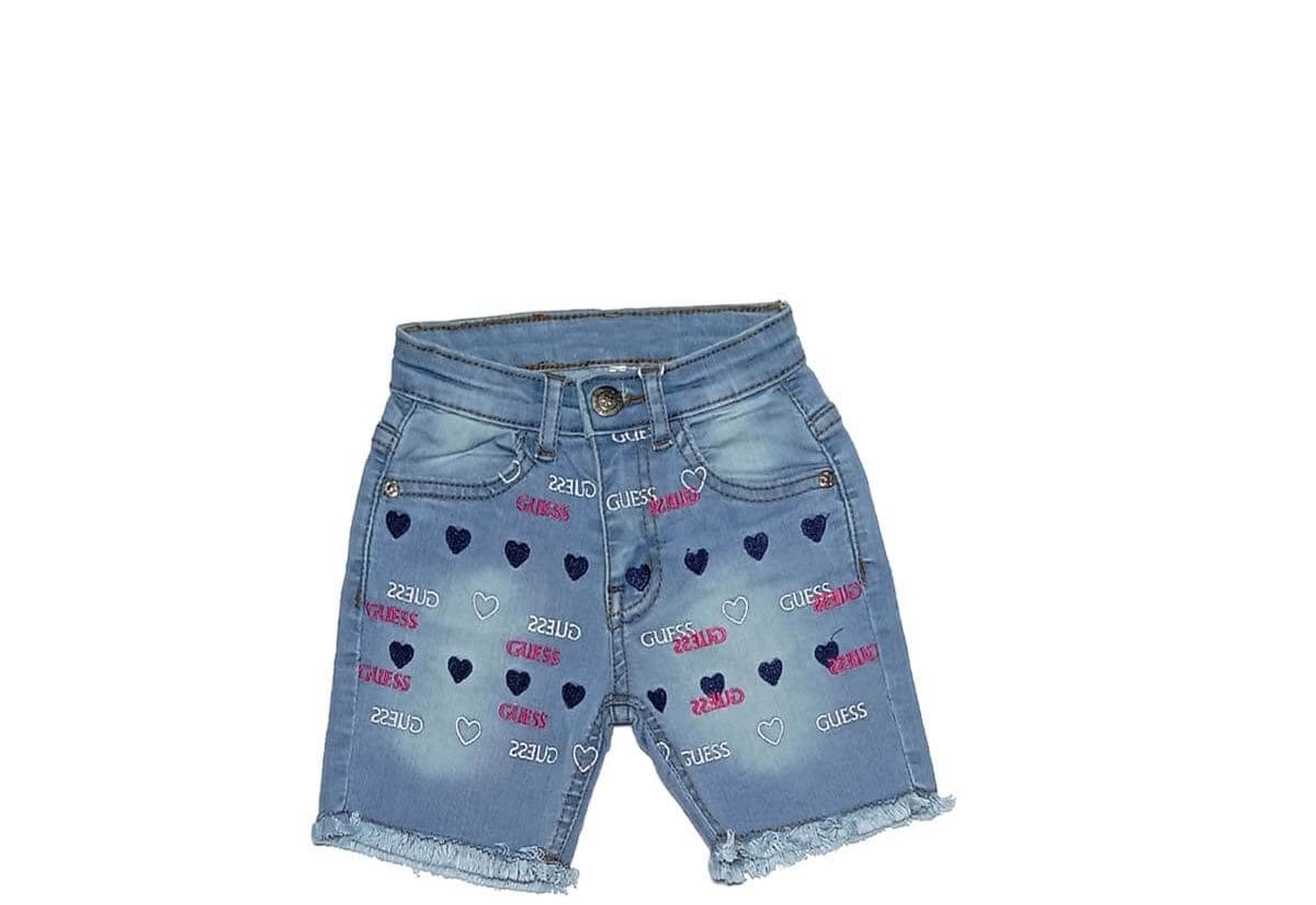 Guess Blue Hearts Denim Short – Sky Blue