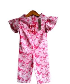 Pink Butterflies Gethar Sleeves Jumpsuit - White