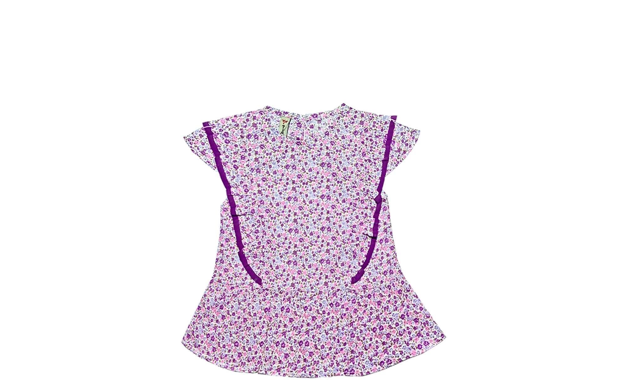 Mini Florals Print Cotton Frill Short Frock