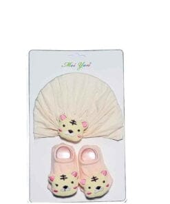 New Born Bear Turbon Cap & Socks - Off White