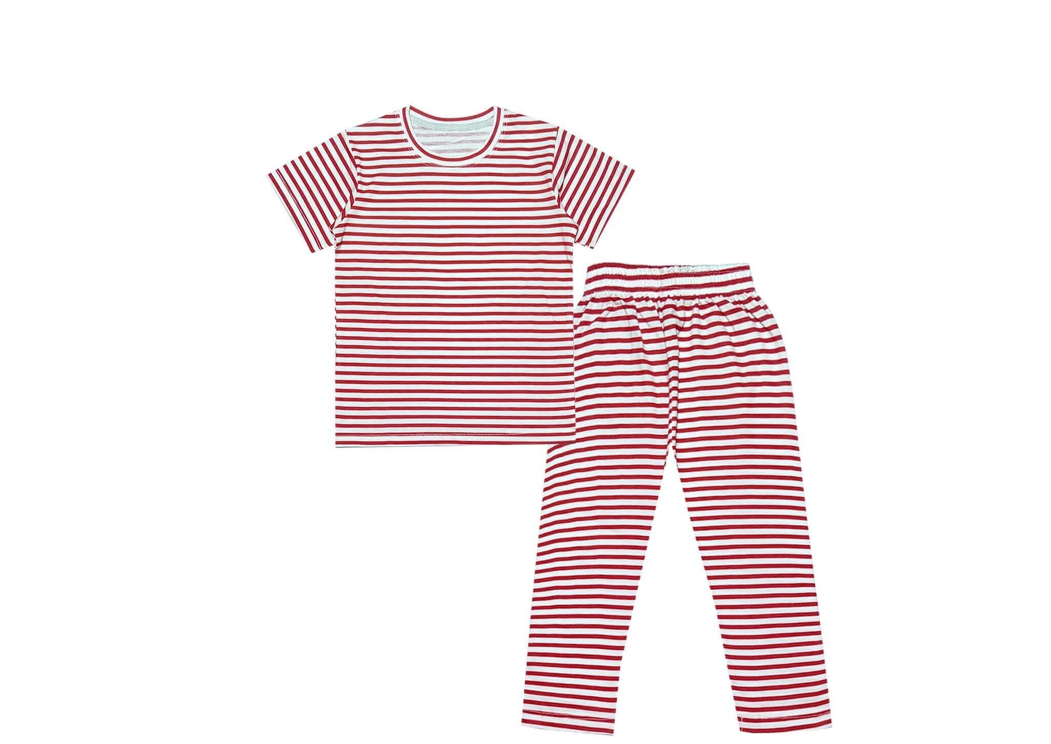 Red & White Stripes Tee & Trouser - Red & White