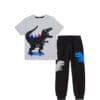 Skating Dino Tee & Trouser - Grey & Black
