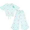 Smiley Clouds Fish Cut Cotton Top & Trouser - White