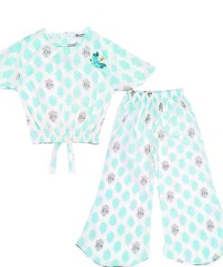 Smiley Clouds Fish Cut Cotton Top & Trouser - White