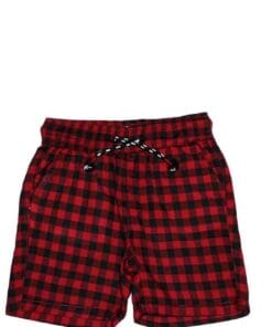 Trendy Check Cotton Shorts - Red & Black