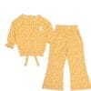 Deer Print Cotton Short Top with Bell Bottom – Mustard