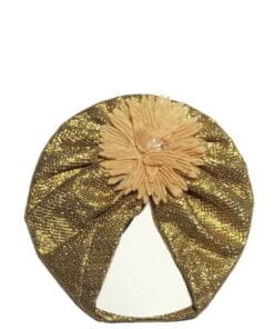 Flower Moon Light Turban Cap For Babies - Golden