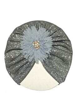 Flower Moon Light Turban Cap For Babies - Grey