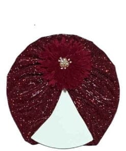 Flower Moon Light Turban Cap For Babies - Maroon