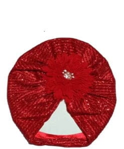 Flower Moon Light Turban Cap For Babies - Red