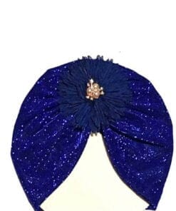 Flower Moon Light Turban Cap For Babies - Royal Blue