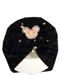 Minnie Net Flowers Moon Light Turban Cap For Babies - Black