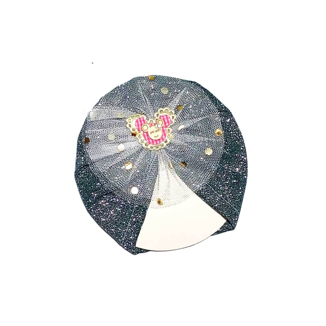 Minnie Net Flowers Moon Light Turban Cap For Babies - Dark Grey 1
