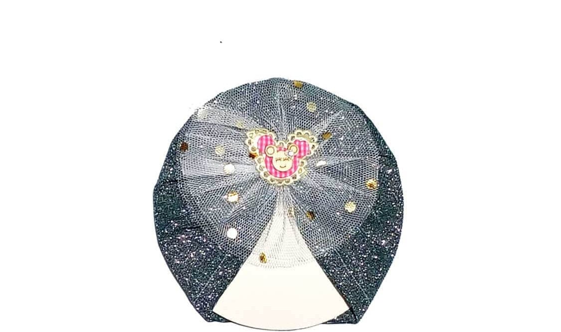 Minnie Net Flowers Moon Light Turban Cap For Babies - Dark Grey