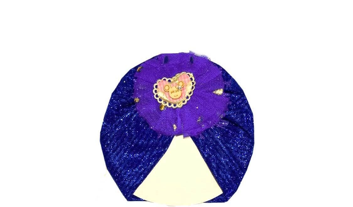Minnie Net Flowers Moon Light Turban Cap For Babies - Royal Blue