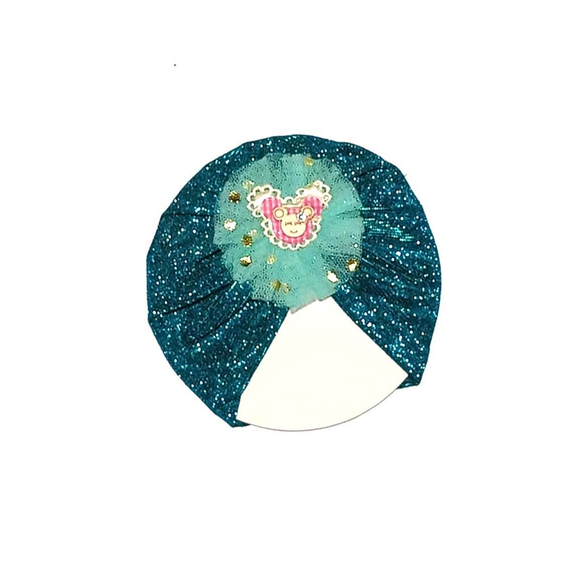 Minnie Net Flowers Moon Light Turban Cap For Babies - Sea Green 1