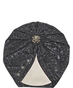 Pearls Brouch Moon Light Turban Cap For Babies - Grey