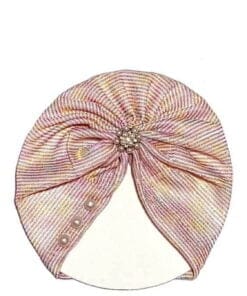 Pearls Brouch Moon Light Turban Cap For Babies - Off White