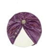 Pearls Brouch Moon Light Turban Cap For Babies - Purple (1)