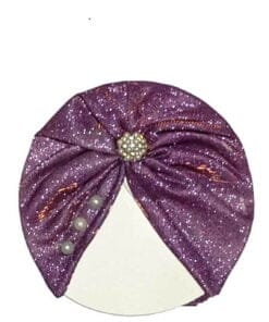 Pearls Brouch Moon Light Turban Cap For Babies - Purple (1)