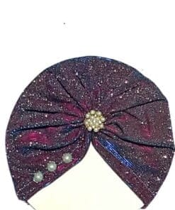 Pearls Brouch Moon Light Turban Cap For Babies - Purple