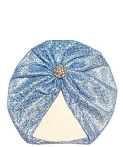 Pearls Brouch Moon Light Turban Cap For Babies - Sky Blue