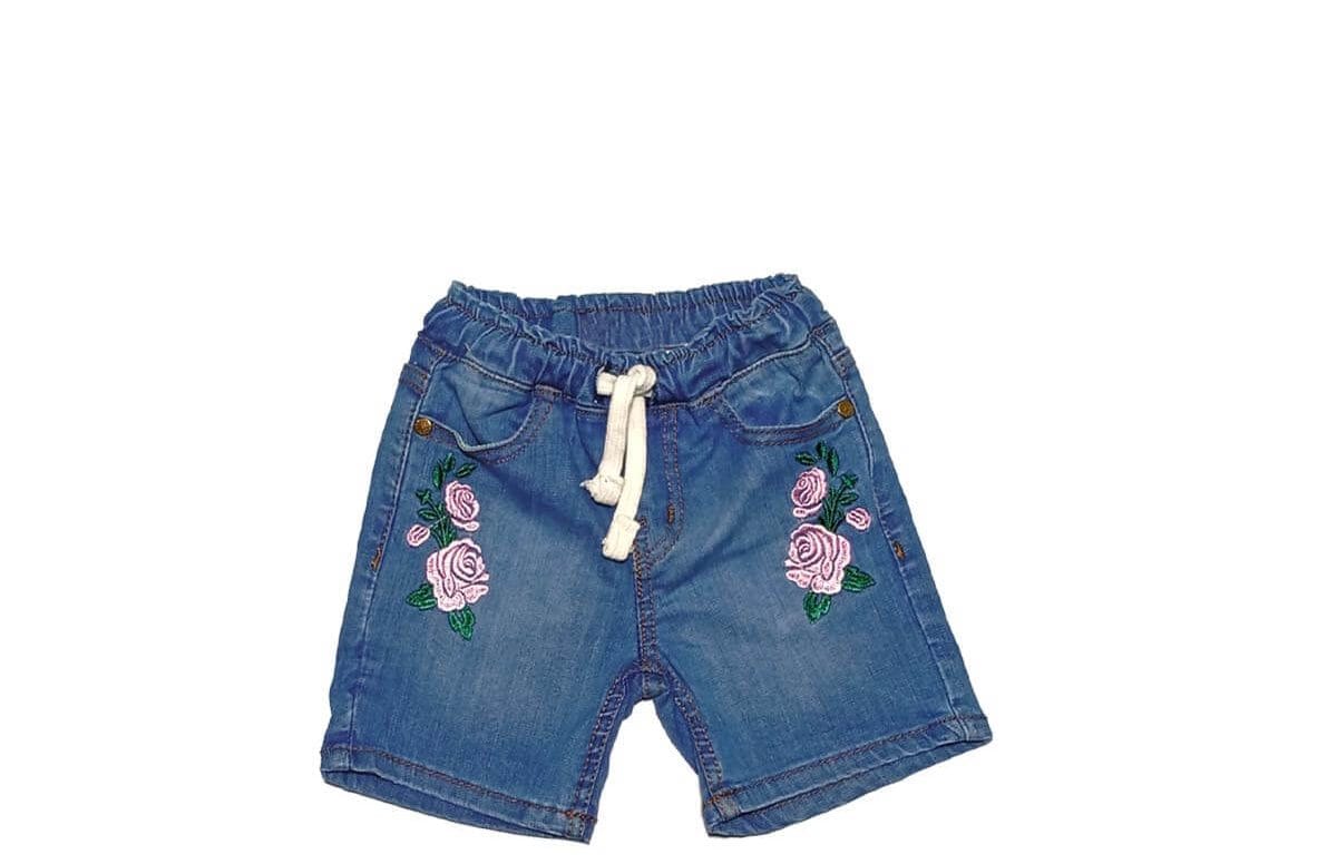 Pink Rosses Summer Denim Shorts – Mid Blue