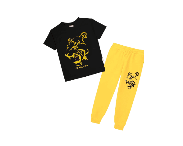 Fearless Lion Tee & Trouser - Black & Yellow 1