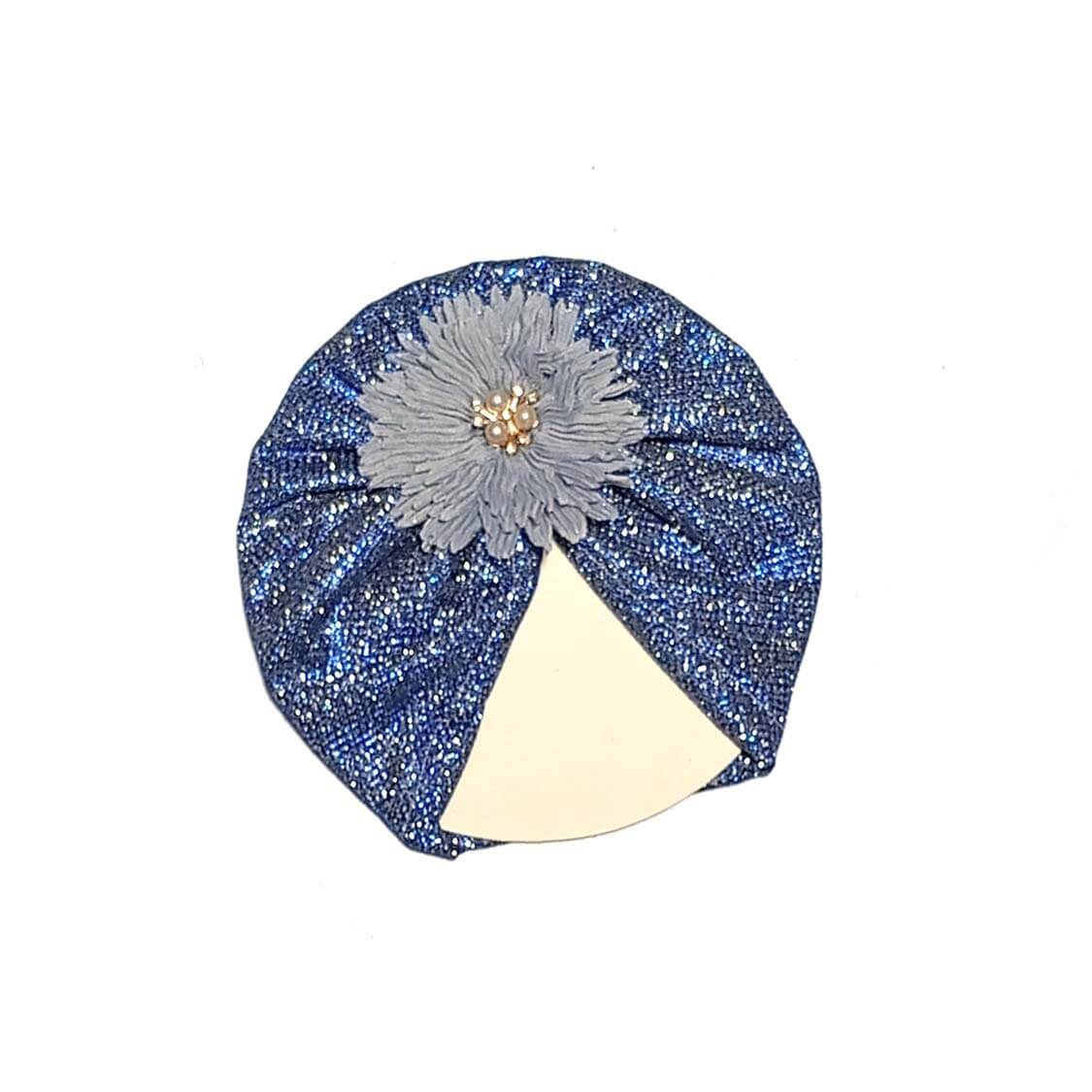 Flower Moon Light Turban Cap For Babies - Blue 1