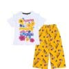 Flowers Color Cotton Frill T Shirt with Arabic Lawn Plazzo - White & Mustard