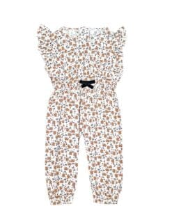 Mini Floral Print Cotton Jumpsuit - White