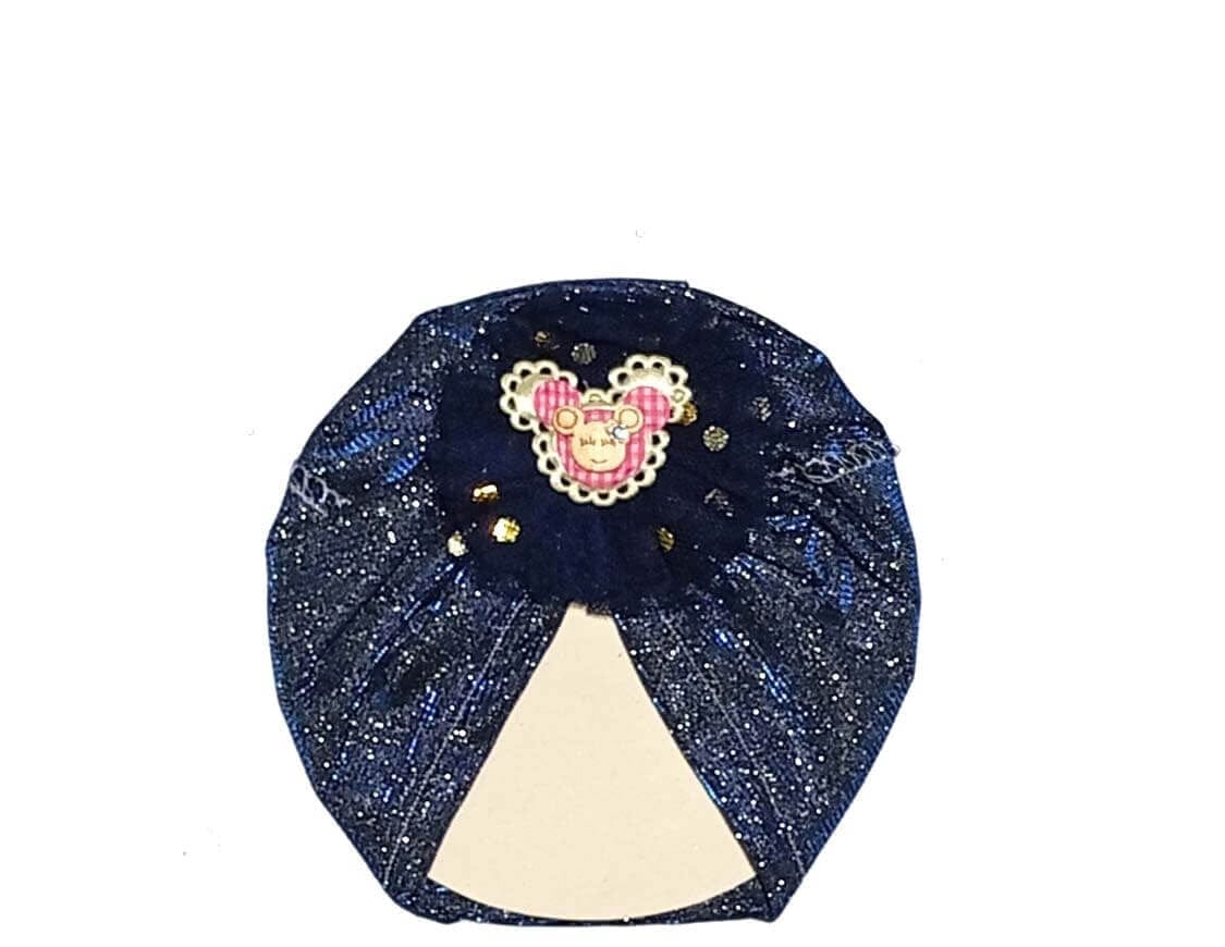 Minnie Net Flowers Moon Light Turban Cap For Babies - Blue