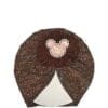 Minnie Net Flowers Moon Light Turban Cap For Babies - Dark Brown