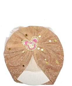 Minnie Net Flowers Moon Light Turban Cap For Babies - Peach Orange