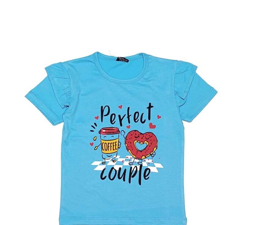 Perfect Couple Frill Tee Shirt - Sky Blue