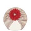 Red Flower Moon Light Turban Cap For Babies - Skin