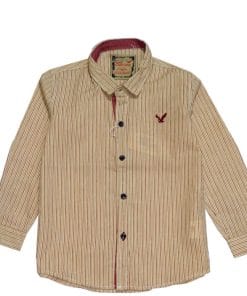 Double Stripes With Red Logo Formal Shirt – Mustard & Off White