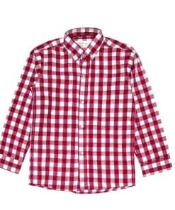 Maroon Checkered Long Sleeve Casual Shirt