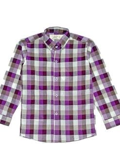 Purple Checkered Long Sleeve Casual Shirt