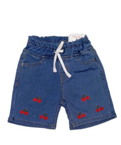 Cherries Baby Girls Casual & Stylish Denim Shorts - Mid Blue