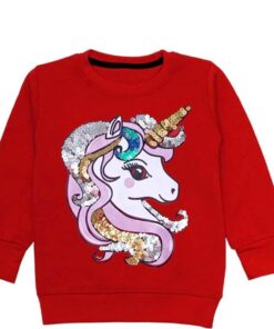 Model Sequin Unicorn Fleece Sweatshirt - Red
