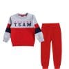 Soccer Team Stylish Penal Fleece Tracksuits - Gray & Red