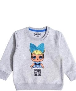 Baby Doll Seqiun Bow Fleece Sweatshirt - Grey